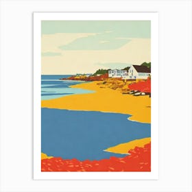 Kennebunk Beach 2 Maine Midcentury Art Print