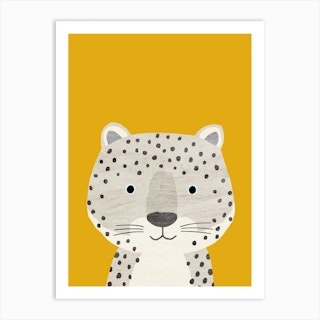 Snow Leopard Yellow Art Print