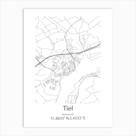 Tiel,Netherlands Minimalist Map Art Print