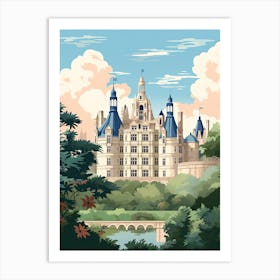 Chateau De Chambord   Chambord, France   Cute Botanical Illustration Travel 2 Art Print