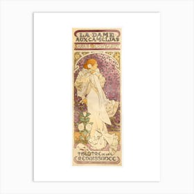 "La Dame aux Camélias" - Alphonse Mucha (1896) in HD | Art Nouveau Sarah Bernhardt ~ This is the original, untouched vintage edition of Alphonse Mucha's La Dame aux Camélias (1896), featuring Sarah Bernhardt in a stunning Art Nouveau design Art Print