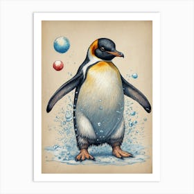 Penguin With Bubbles Art Print