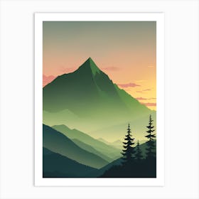 Misty Mountains Vertical Composition In Green Tone 141 Art Print