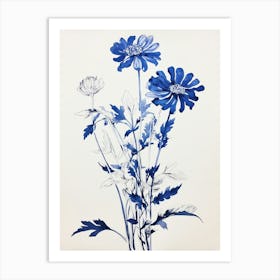 Blue Botanical Asters 4 Art Print