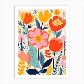 Floral Matisse Dance; Inspired Colorful Blooms In The Flower Market Art Print