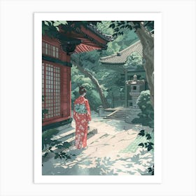 Koyasan Japan 2 Retro Illustration Art Print