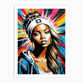 Graffiti Mural Of Beautiful Hip Hop Girl 28 Art Print