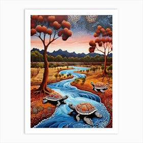 Default Australian Aboriginal Dot Painting Style Art Landscape 1 (1) Art Print