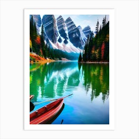 Canoes On A Lake Art Print