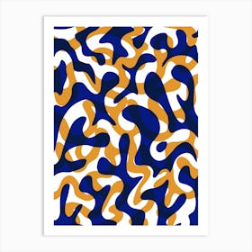 Design Blue and orange Abstract organic shapes Art Print