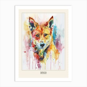 Dingo Colourful Watercolour 2 Poster Art Print