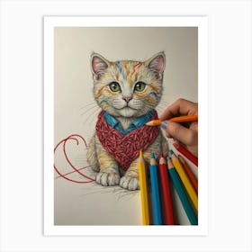 Cat In A Sweater Art Print