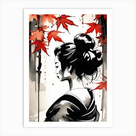 Geisha Painting 4 Art Print