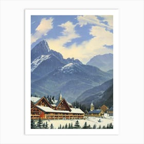 Garmisch Partenkirchen, Germany Ski Resort Vintage Landscape 2 Skiing Poster Art Print