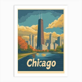 Aihrgdesign A Vintage Travel Poster Of Chicago Featuring The Art Print