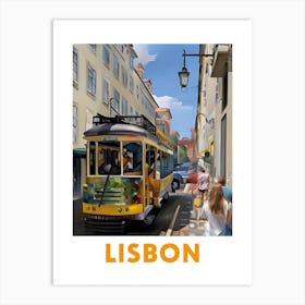 Tram in Lisbon. (with border) Art Print