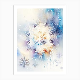 Irregular Snowflakes, Snowflakes, Storybook Watercolours 1 Art Print