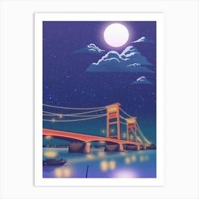 Moonlit Bridge Art Print
