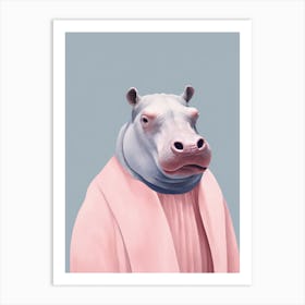 Playful Illustration Of Hippopotamus For Kids Room 1 Art Print