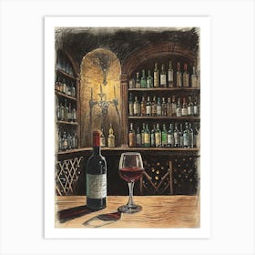 Wine Cellar Illustration 1 Art Print