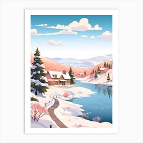Vintage Winter Travel Illustration Big Bear Lake California 3 Art Print