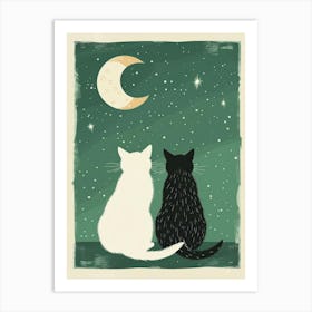 Cats In The Moonlight Art Print