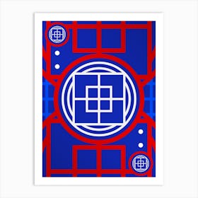 Geometric Abstract Glyph in White on Red and Blue Array n.0043 Art Print