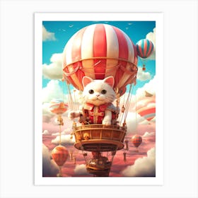 Cat In Hot Air Balloon Art Print