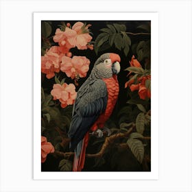 Dark And Moody Botanical Parrot 2 Art Print