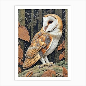 Barn Owl Relief Illustration 3 Art Print