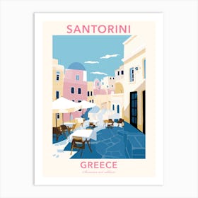 Santorini, Greece, Flat Pastels Tones Illustration 2 Poster Art Print