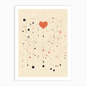 Swirl Beige Black & Copper Zodiac Heart 2 Art Print
