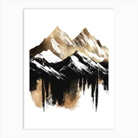 Mountains In Gold And Black Art Print