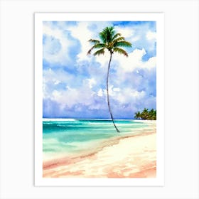 Bavaro 4 Beach, Dominican Republic Watercolour Art Print