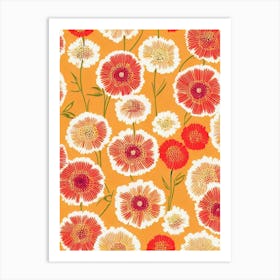 Scabiosa Floral Print Retro Pattern 2 Flower Art Print