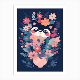 Cute Kawaii Flower Bouquet With A Playful Possum 2 Art Print