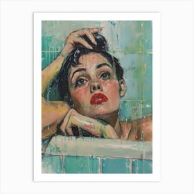 Retro Pinup Bath Painting  3 Art Print