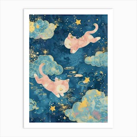 Pink Cats In The Sky 2 Art Print