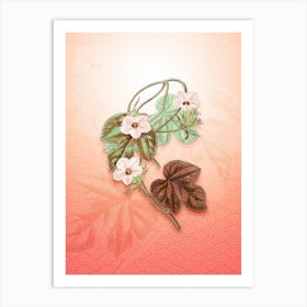 Aiton's Ipomoea Flower Vintage Botanical in Peach Fuzz Seigaiha Wave Pattern n.0118 Art Print