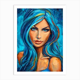 Blue Haired Girl 5 Art Print