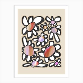 Bold Flowers Red Pink Art Print