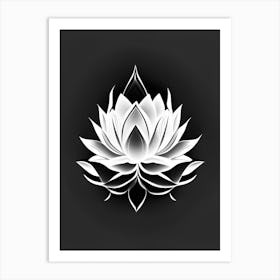 Sacred Lotus Black And White Geometric 4 Art Print