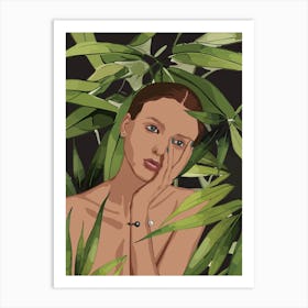 Girl With Leaves 1 Art Print