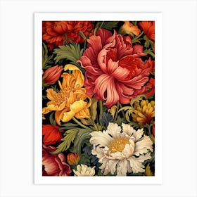 Peony Flower Pattern 1 Art Print