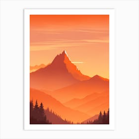 Misty Mountains Vertical Composition In Orange Tone 289 Art Print