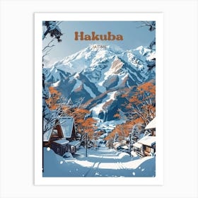 Hakuba Japan Ski Resort Digital Travel Illustration Art Print