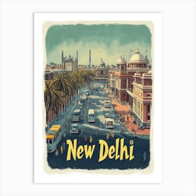 Aihrgdesign A Mid Century Modern Travel Poster For New Delhi 1 Art Print