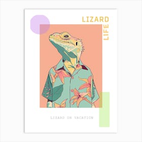 Lizard In A Floral Shirt Modern Colourful Abstract Illustration 6 Poster Art Print