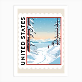 Retro Winter Stamp Poster Lake Tahoe United States Art Print