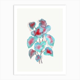 Turquoise Pink Watercolor Plant Art Print